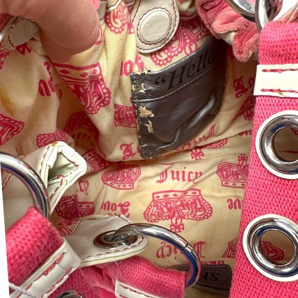 Juicy Couture Pink Suede Shoulder Bag with Charm – Vintage Y2K Logo Purse - Picture 10 of 13